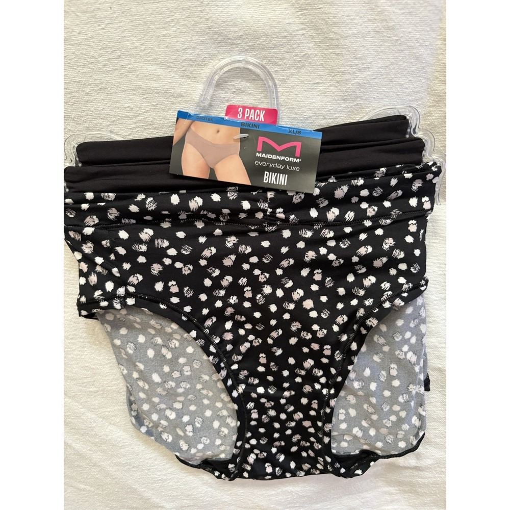 NEW Maidenform Panty Everyday Luxe Bikini 3-Pack Size Xlarge 8 DM3TBK Multicolor